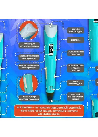 Детская 3д-ручка для рисования и творчества с дисплеем, популярная 3д-ручка 2-го поколения UKC (371646516)