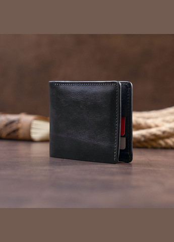 Горизонтальне портмоне в гладкій шкірі без застібки 11311 Чорне Grande Pelle (298567386)