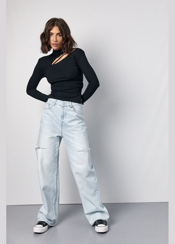 Женская водолазка с драпировкой и асимметричным вырезом спереди Lurex (317618543)