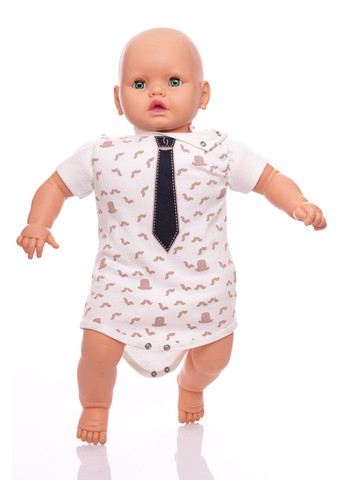 Бежевий літній боді з шортами та жилетом для хлопчика трикотажні краватка бежева 74 см (39537) BABYKROHA