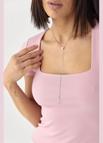 Футболка в рубчик с квадратным вырезом Lurex - (323644480)