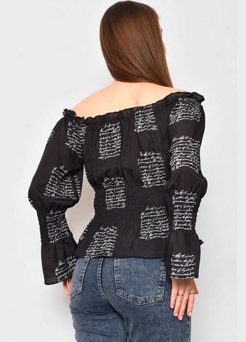 Чорна демісезонна блуза жіноча чорного кольору з баскою Let's Shop