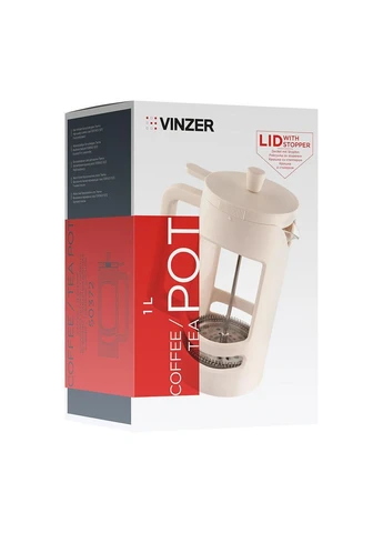 Френч-пресс для кофе и чая 1 л 50372 стеклянный заварник Vinzer (371140903)