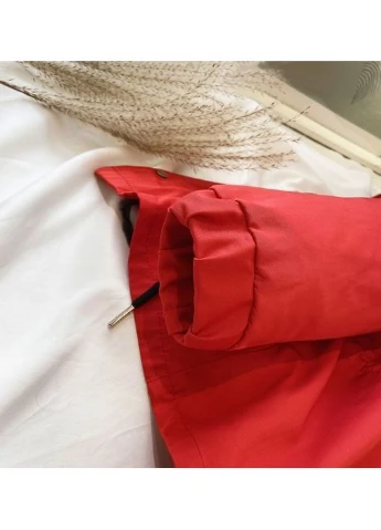 Бежева зимня парка дитяча з відстібною хутровою підкладкою червона (12687) Diana Textile