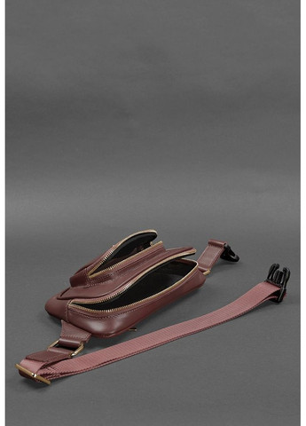 Кожаная поясная сумка-бананка Трапеция бордовая BlankNote (348359366)