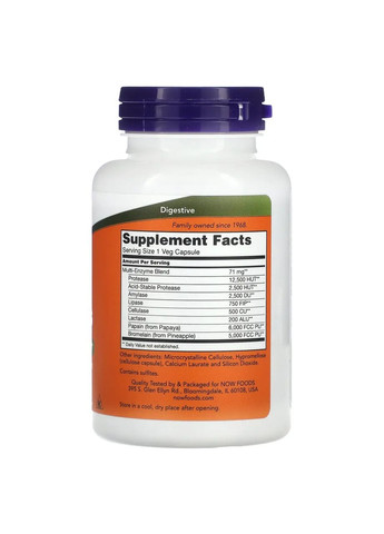 Рослинні ферменти 171 мг, 120 капсул Now Foods (302521138)