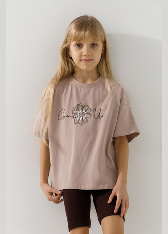 Кофейная летняя футболка с принтом для девочки 16567 116 см кофейный shop (2000990924629) Baby Show