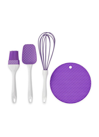 Кухонный набор силиконовый 4 предмета фиолетовый цвет 072 No Brand (272149732)