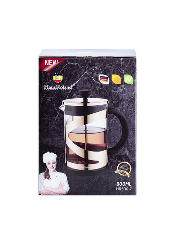 Чайник прозрачный заварочный с френч прессом 800 мл Золотой TS Kitchen (321997787)