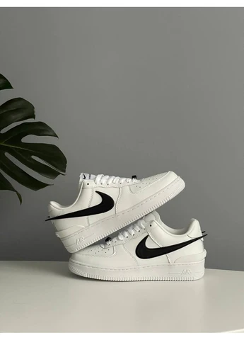 Білі кросівки чоловічі і жіночі nike air force 1 low x ambush white black | найк еір форс 1 білі демісезон No Brand