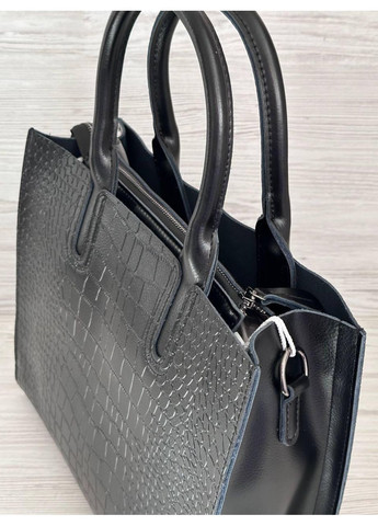 Сумка жіноча чорна із натуральної шкіри 74368 No Brand (368970118)