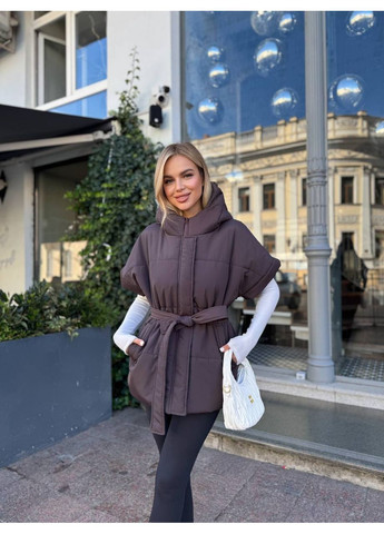 Жилет жіночий з капюшоном та поясом (Заміри в описі) DK/DL Мода без кордонів (366725443)