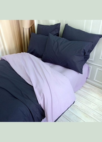 Постельное белье ДУЭТ Темно-синее/Лавандовое настроение Ранфорс Евро MERISET (278255707)