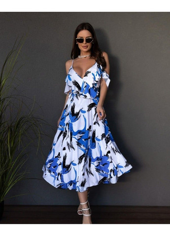 Белое повседневный платья 14678 белый/голубой ISSA PLUS