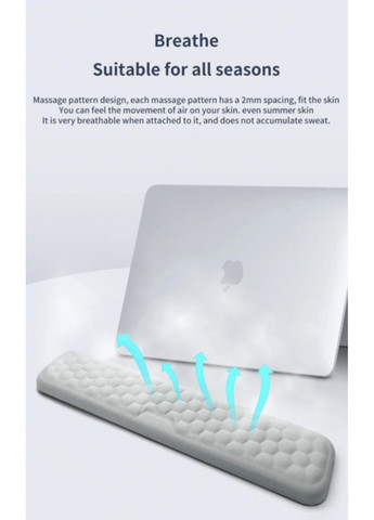 Ергономічний килимок підставка під руки зап'ястя для клавіатури з піни з ефектом пам'яті 1 шт Чорний Neon (362577141)