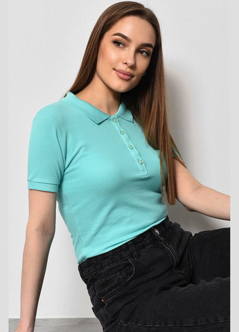 Бирюзовая летняя футболка женская поло бирюзового цвета Let's Shop