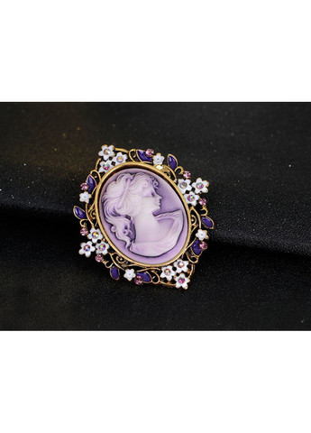 Брошь женская, винтажная, Камея «Camey» (фиолетовый) China (366874458)