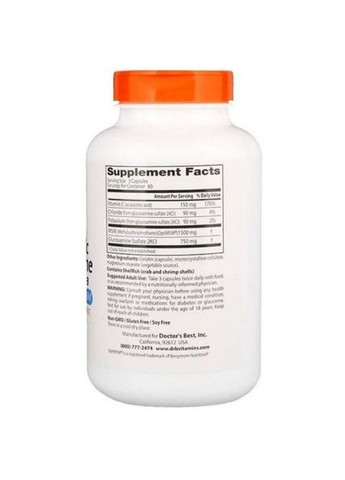Synergistic Glucosamine MSM Formula, with OptiMSM 180 Caps DRB-00070 Doctor's Best (313859026)