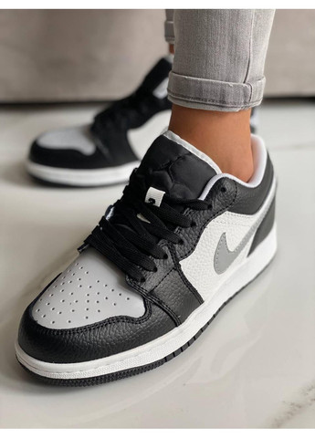 Серые демисезонные кроссовки мужские nike air jordan retro 1 low grey white black 3 найк аир джордан No Brand