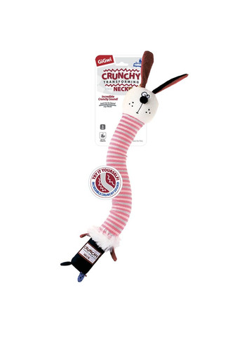 Іграшка для собак Заєць з хрусткою шиєю і пискавкою Crunchy 28 см Рожевий (75516) GiGwi (279563420)