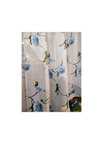 Занавеска короткая готовая Стелла белая голубая роза No Brand (372134020)