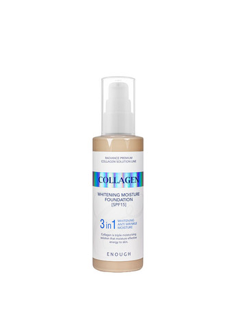 Тональный крем для лица осветляющий 3 в 1 Сollagen Moisture Foundation SPF 15 100 мл, № 21 Песочно-бежевый ENOUGH (337359018)