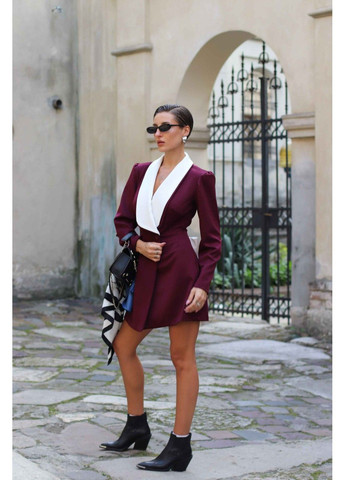 Бордова коктейльна сукня-жакет жіноча міні emily бордова сукня-жакет Handy Wear однотонна