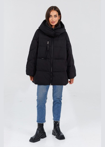 Чорна зимня куртка-зефірка Lora