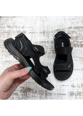 Черные повседневные босоножки детские для мальчика Maznlon на липучке