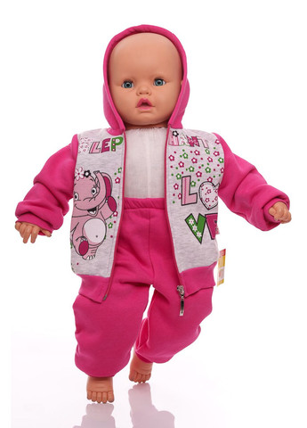 Рожевий зимній костюм на флісі для дівчинки трикотажний слонік рожевий 74 см (34115) BABYKROHA