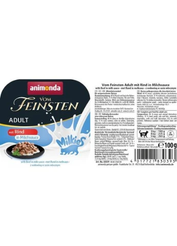 Корм вологий для котів Vom Feinsten Adult with beef in milk sauce з яловичиною у молочному соусі, 100 г Animonda (322874529)