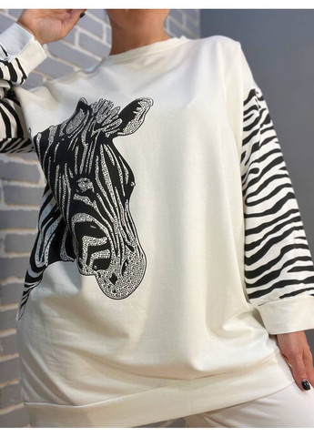 Костюм женский 6030-4827 реглан удлиненный зебра камни и брюки палаццо широкие LSK (304291630)