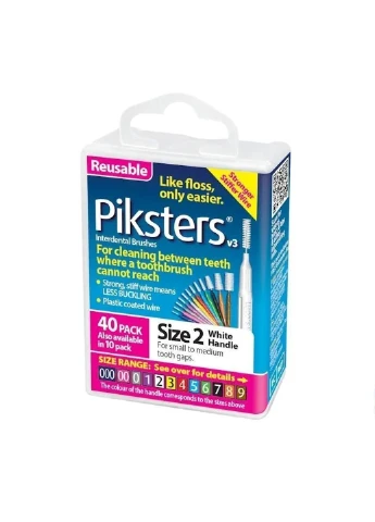 Міжзубні йоржики, № 2 (діаметр 0.8) білі, 40 шт Piksters (381811188)