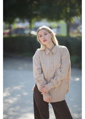 Бежевая классическая рубашка в клетку JUGO с длинным рукавом