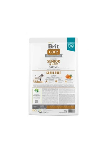 Сухой корм для пожилых собак Dog Grain free Senior and Light с лососем 3 кг Brit Care (399746697)