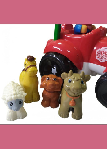 Трактор музичний з причепом звуки підсвічування 4 фігурки 36см Червоний (M 5572 UA) Limo Toy (301421217)