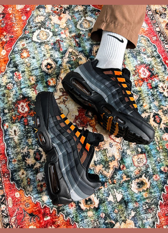 Чорні Осінні кросівки чоловічі nike air max 95 "black hyper crimson" | найк аір макс 95 чорні No Brand