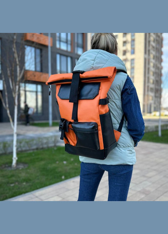 Помаранчевий рюкзак Роллтоп місткий повсякденний для подорожей Travel Roll 2.0 No Brand (290253830)