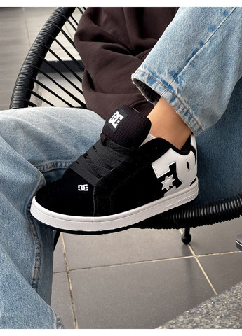 Чорно-білі Осінні кросівки чоловічі і жіночі dc shoes court graffik black white | дс шуз чорно-білі No Brand