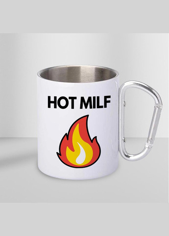 Чашка металлическая с принтом "Hot Milf" 300 мл с карабином, белая No Brand (324263584)