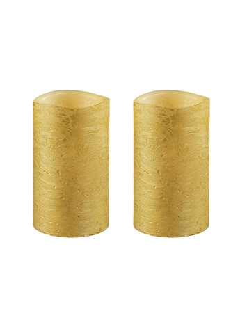 Восковые LED золотые свечи, 2 шт Ø 7,5 х 12,5 см, беспламенные, тушение возгорания задаванием Livarno home (329058772)