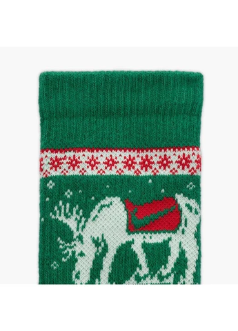 Комбинированные носки everyday plush cushioned winter wonderland (2 пары) green/white hv6939-901 Nike (399355057)
