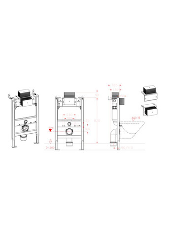 Установка для подвесного унитаза KT-0403 500x165x820mm без панели смыва (KR5313) KOER (325478085)