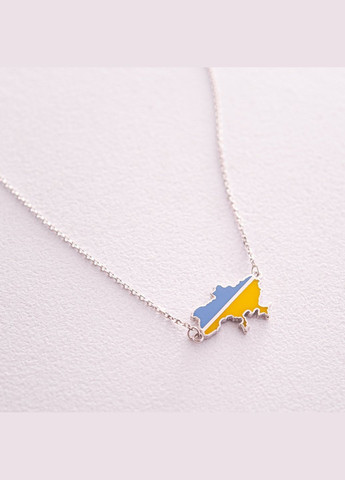 Колье Карта Украины в белом золоте (голубая и желтая эмаль) кол02333 42 Oniks (307840498)