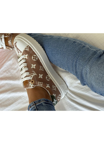 Кросівки жіночі Louis Vuitton Trainer Time Out Monogram Blanc beige | Луї Віттон бежеві No Brand коричневі демісезони (366576524)