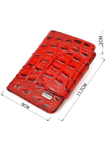 Жіноче фактурне портмоне середнього розміру з натуральної шкіри з тисненням під крокодила 21807 Червоне Canpellini (329149198)