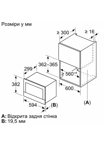 Мікрохвильова піч вбудована 21л електронна 900Вт для приготування їжі і розморожування чорна Bosch (381232726)