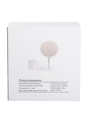 Зеркало для макияжа с подсветкой круглое настольное Ø21 см с подставкой Розовое HP-10-9AP Yiwu (371479116)
