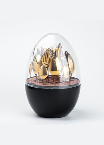 Столовые Приборы Премиум из нержавеющей стали Вилки Ложки Ножи на 12 персон Яйцо (24 предмета) Прозорий чорний низ LUGI (317044969)