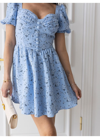 Голубое повседневный платье Larionoff с цветочным принтом